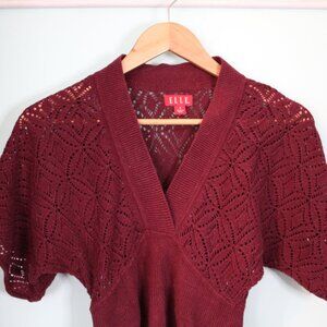 Elle Red Knit Style Layering Sweater Dress